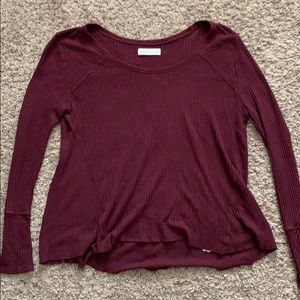 Burgundy Abercrombie Long Sleeve Waffle Knot
